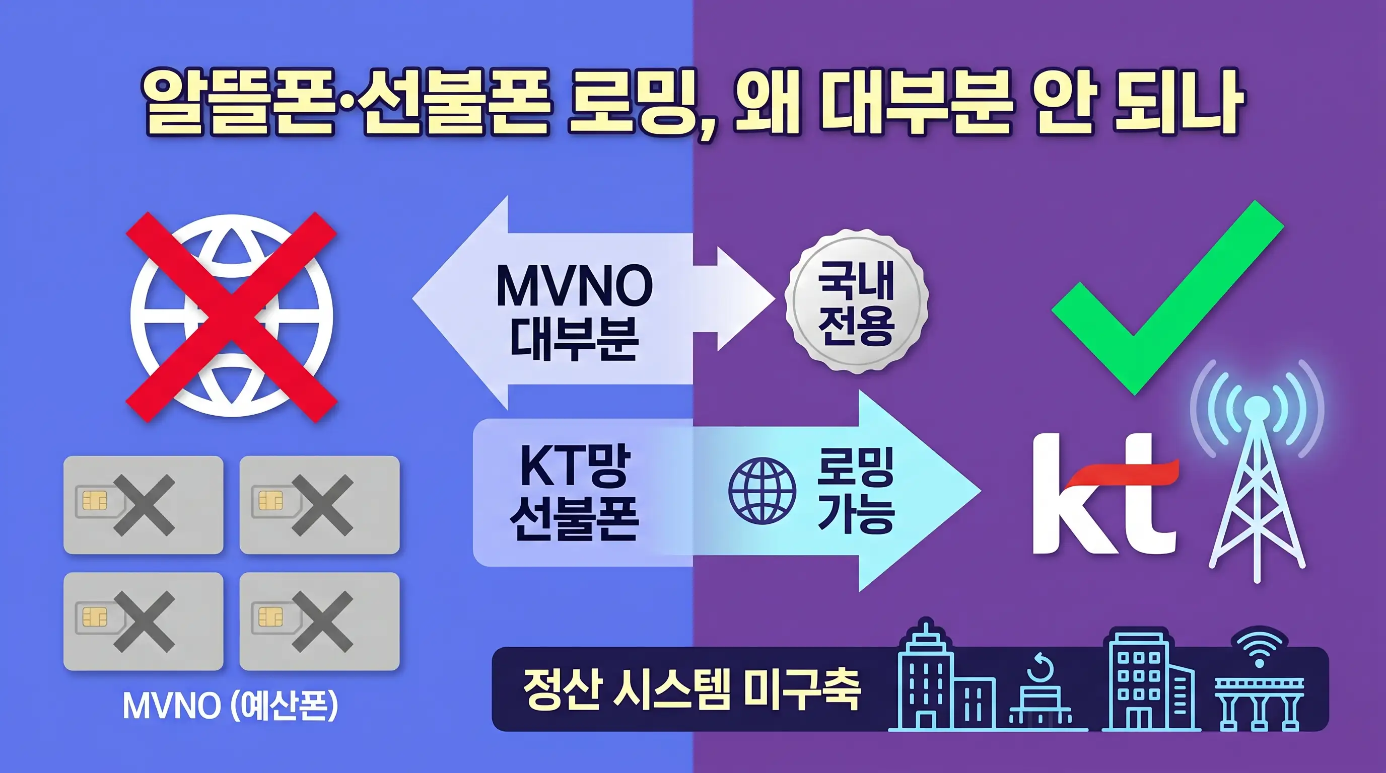 알뜰폰 선불폰 로밍 불가 이유 설명 인포그래픽