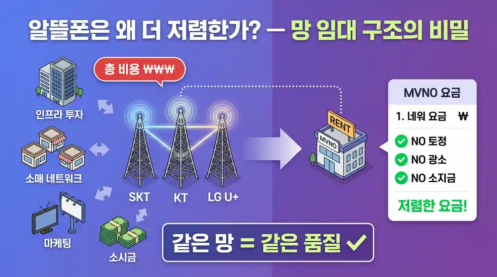 알뜰폰 망 임대 구조 설명 인포그래픽