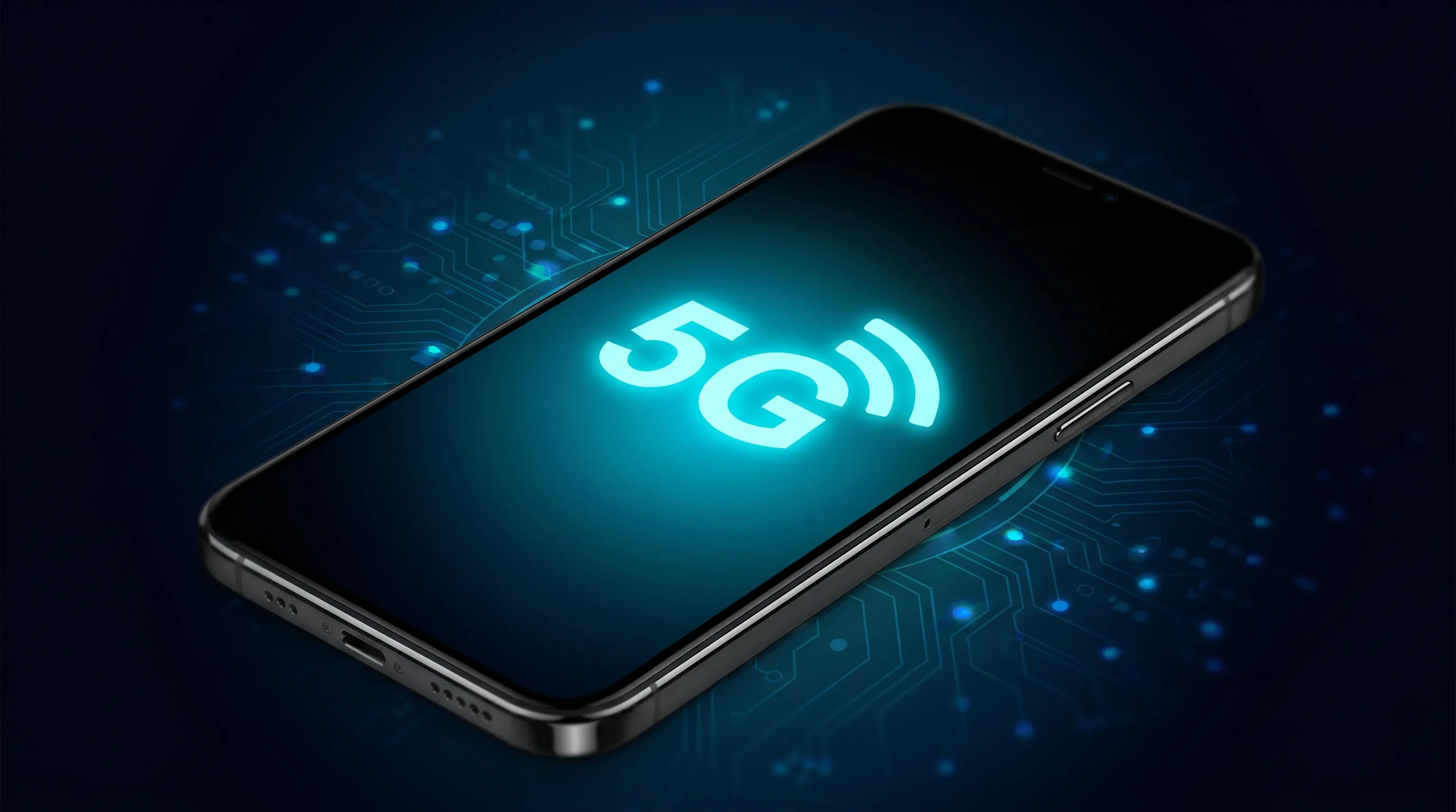 5G 선불폰 스마트폰 화면에 5G 신호 아이콘 표시