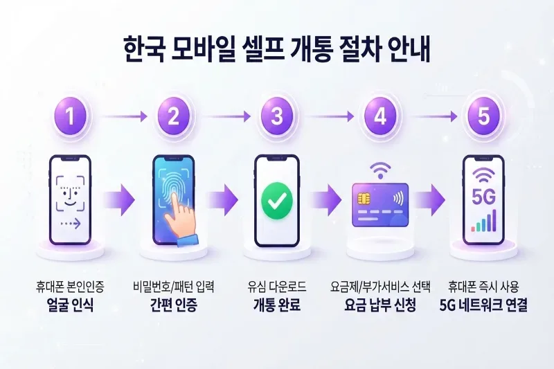 5G 선불 셀프개통 5단계 순서도