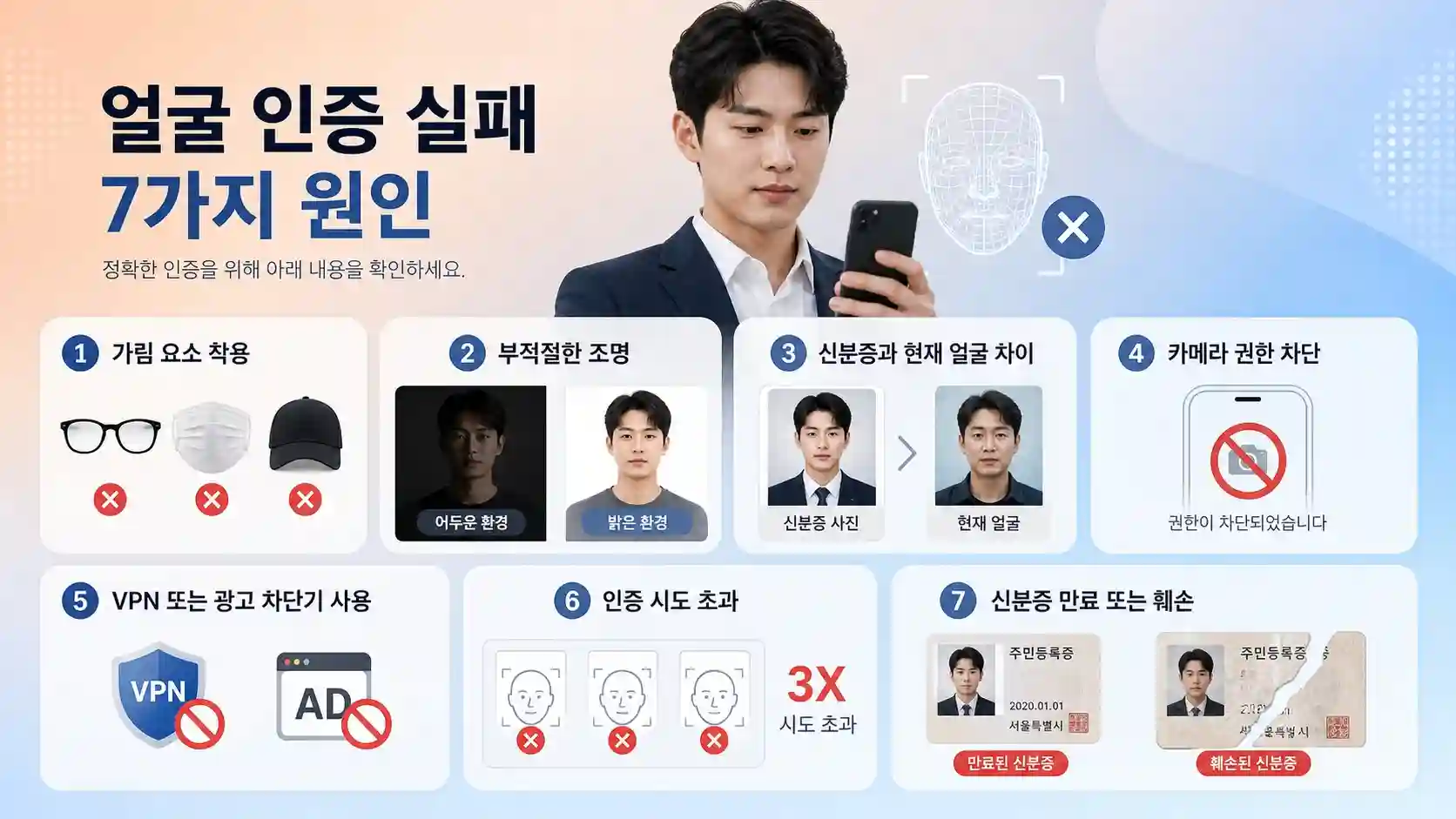 알뜰폰 안면인증 실패 — 원인 7가지와 즉시 해결법