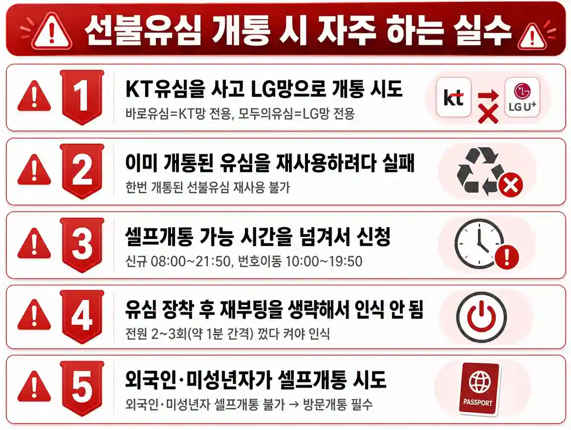 선불유심 개통 시 자주 하는 실수 정리