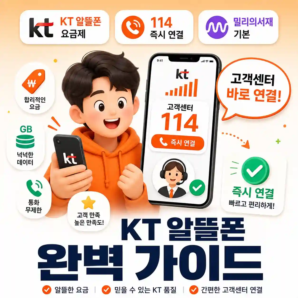 KT 알뜰폰 요금제 비교와 고객센터 연결 — 114 바로 통화되는 곳은 어디?
