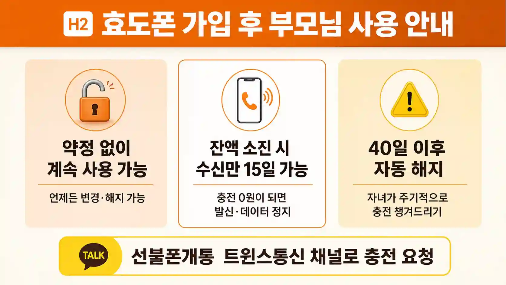 효도폰 가입 후 부모님 사용 안내