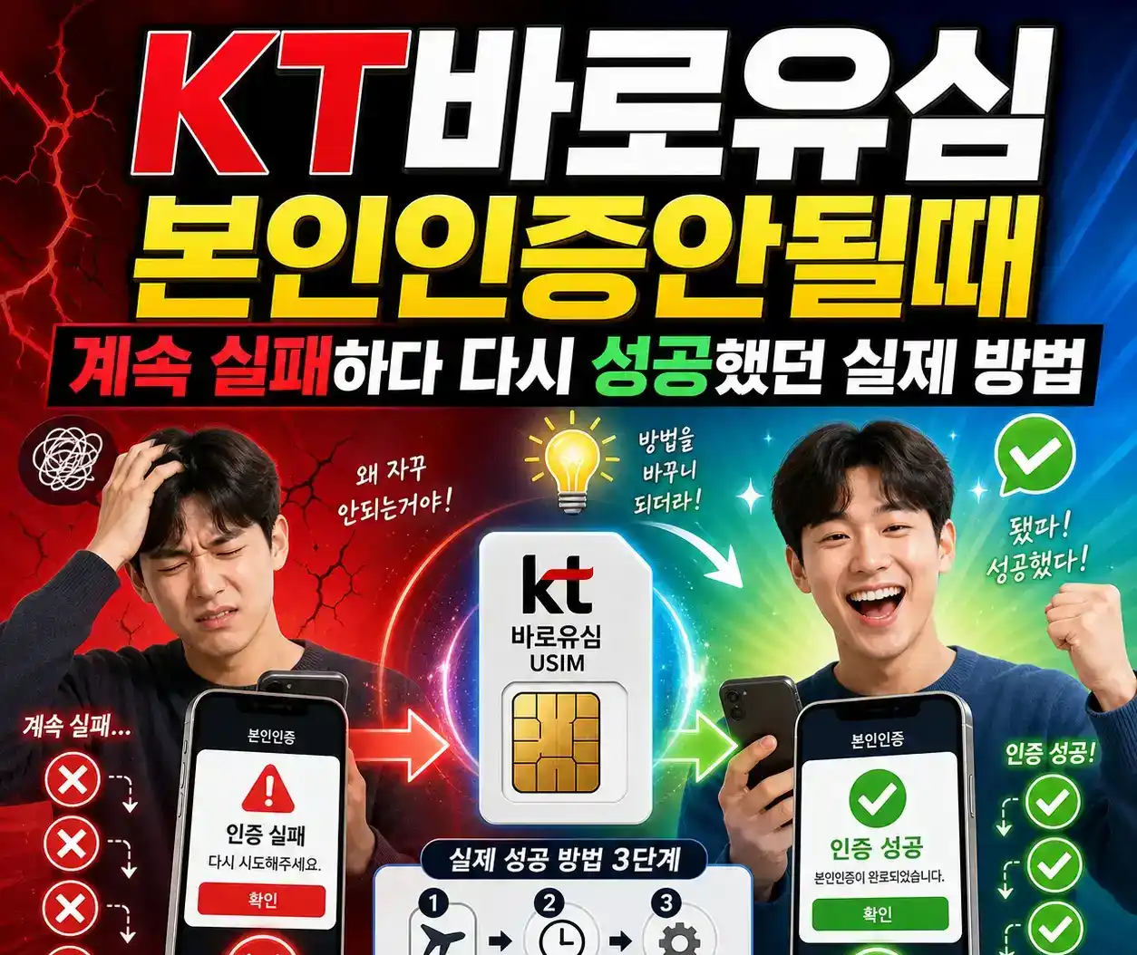 KT바로유심 본인인증안될때 계속 실패하다 다시 성공했던 실제 방법