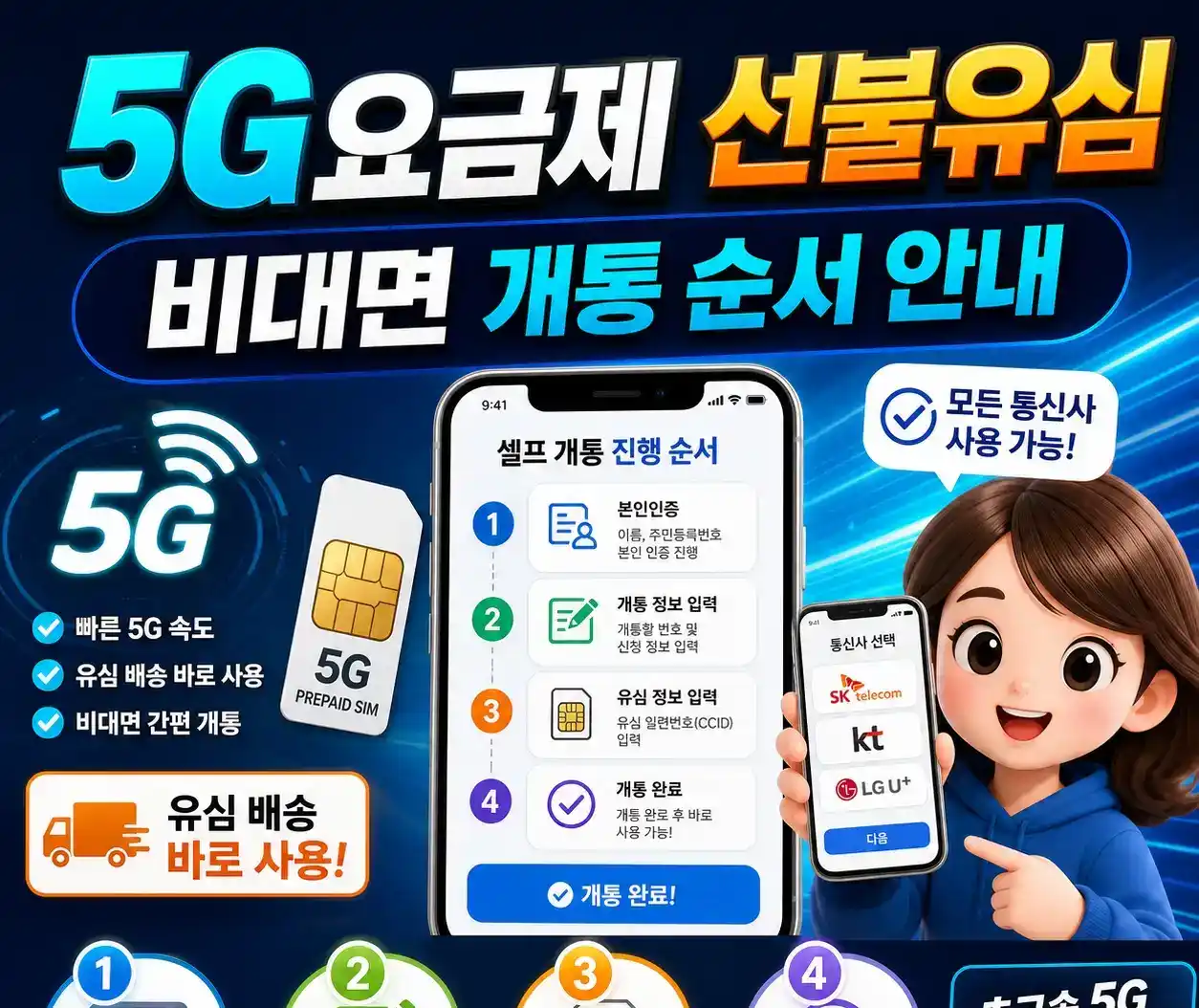 5G요금제 선불유심 비대면 개통 순서 안내
