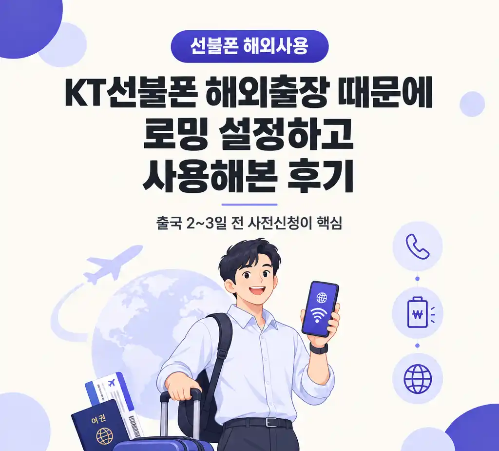 KT선불폰 해외출장 때문에 로밍 설정하고 사용해본 후기