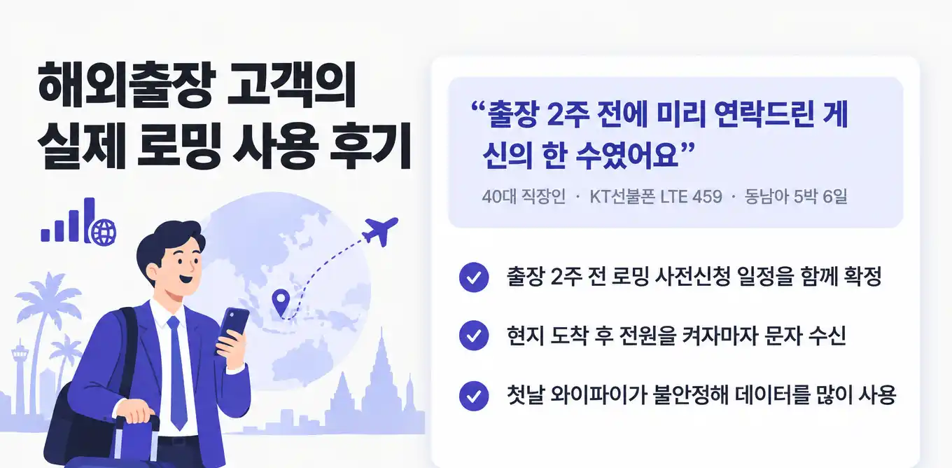 KT선불폰 해외출장 때문에 로밍 설정하고 사용해본 후기