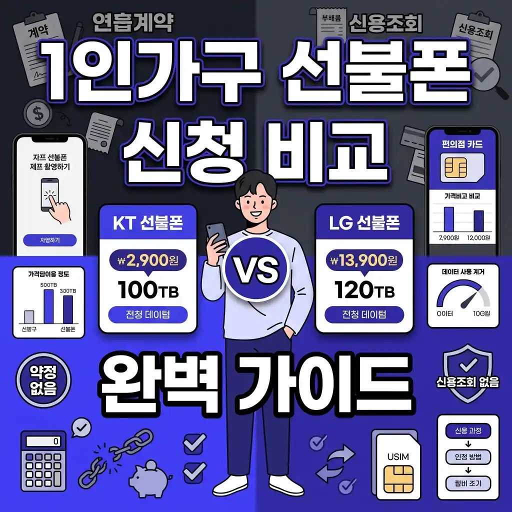 1인가구 선불폰 신청 비교