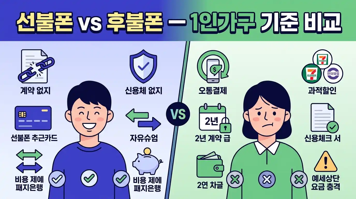 1인가구 선불폰 신청 비교