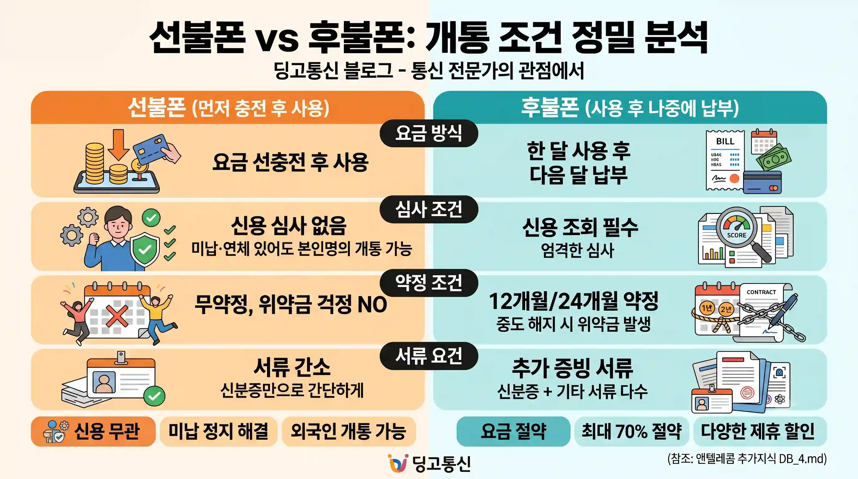 선불폰 개통 조건 후불폰이랑 어떻게 다른지, 약정·심사·서류 항목별로 따져봄