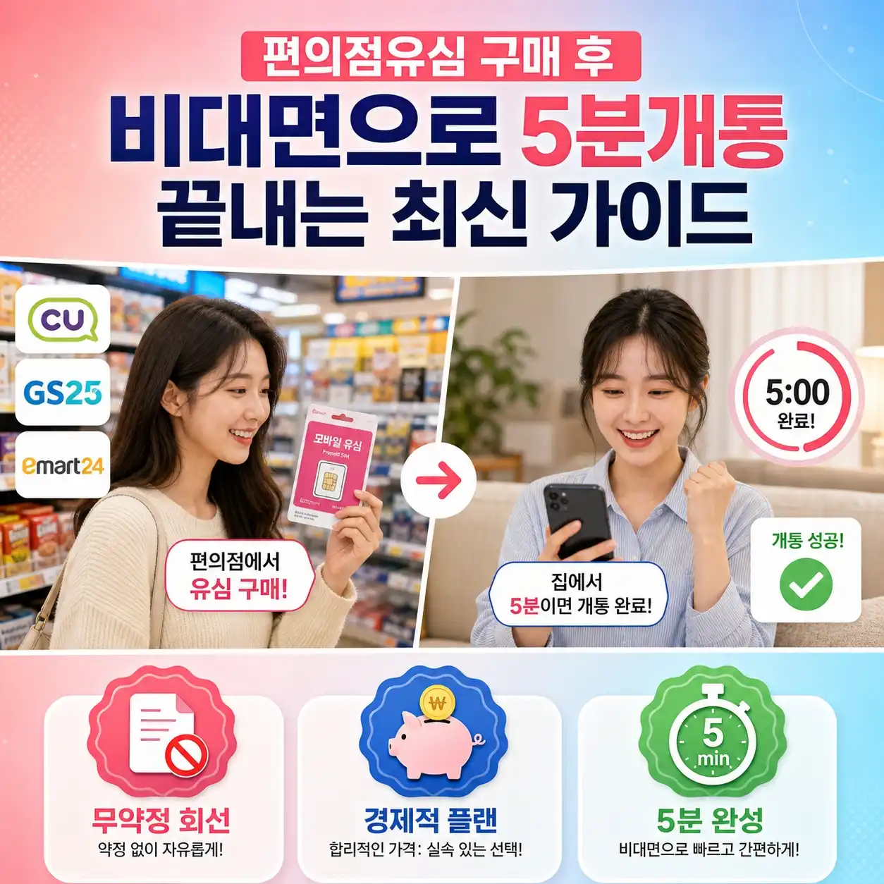 편의점유심 구매 후 비대면으로 5분개통 끝내는 최신 가이드